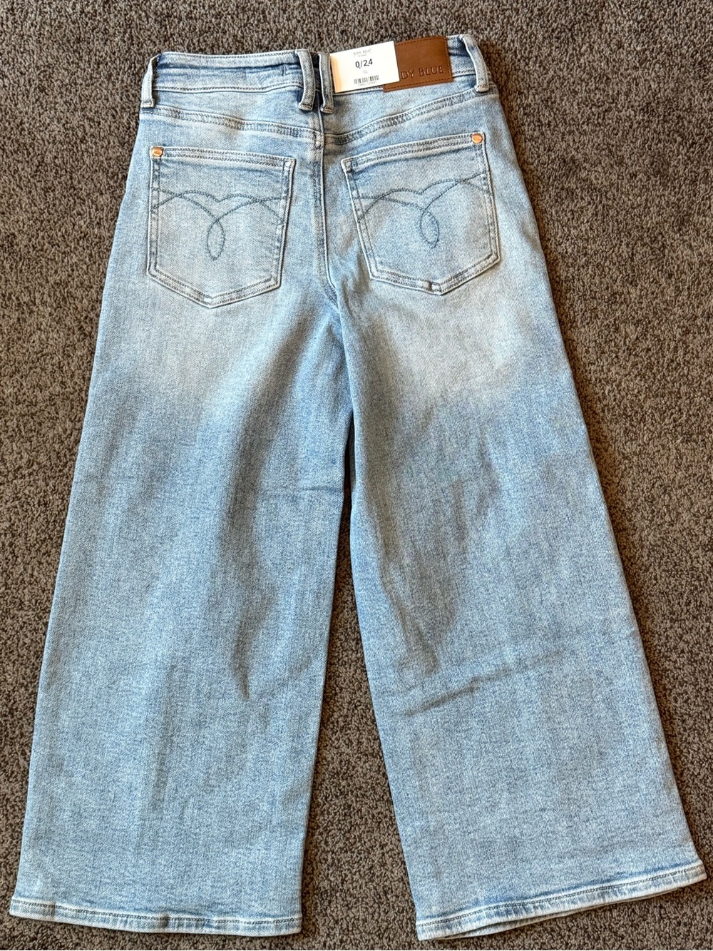 Judy Blue 0/24 Wide Leg Cropped Women's Jeans in Light Blue Denim - Picture 3 of 6
